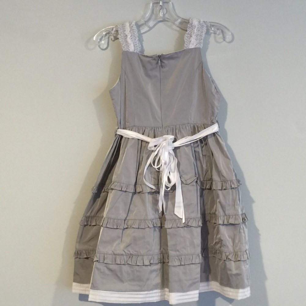 MONNALISA*Silver Taffeta Party Dress*Age 8 $417 - Picture 5 of 7